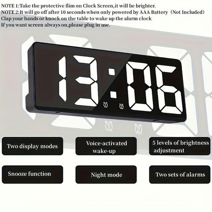 1pc Mirror Digital Alarm Clock Table Clock LED Clock-- For Home Room Living Room Office Decor