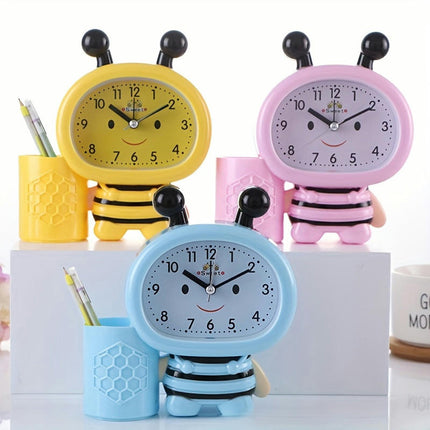 1pc Bee Pen Holder Small Alarm Clock, Bedside Alarm Clock, Silent Clock, Gift Alarm Clock