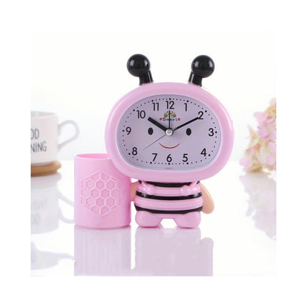 1pc Bee Pen Holder Small Alarm Clock, Bedside Alarm Clock, Silent Clock, Gift Alarm Clock