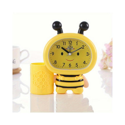 1pc Bee Pen Holder Small Alarm Clock, Bedside Alarm Clock, Silent Clock, Gift Alarm Clock