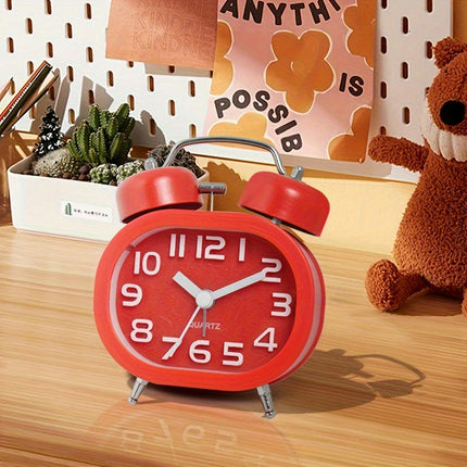 1 Piece Metal Ringing Alarm Clock, 3D Digital Clock Disk Student Bedside Electronic Desk Clock