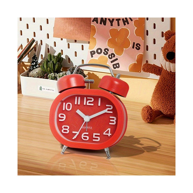 1 Piece Metal Ringing Alarm Clock, 3D Digital Clock Disk Student Bedside Electronic Desk Clock