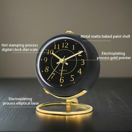 Multifunctional Round Silent Alarm Clock,Cute Bedside Clock, Desktop Alarm Clock For Bedroom