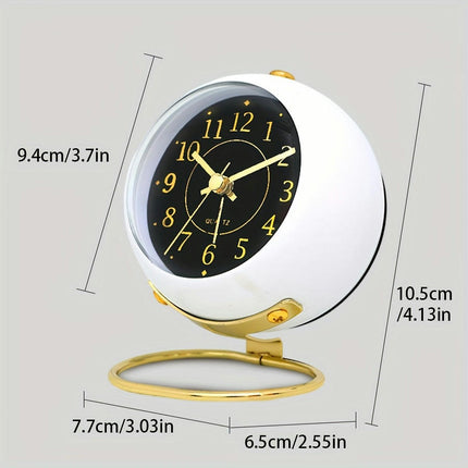 Multifunctional Round Silent Alarm Clock,Cute Bedside Clock, Desktop Alarm Clock For Bedroom