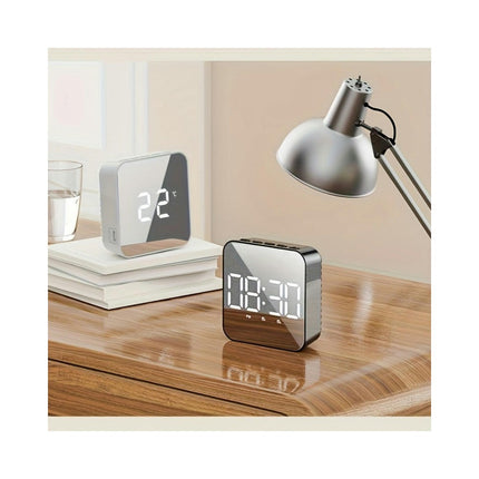 1pc Voice-Controlled LED Alarm Clock - Large Screen, Dual Alarm, Temperature Display