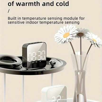 1pc Voice-Controlled LED Alarm Clock - Large Screen, Dual Alarm, Temperature Display