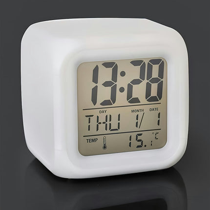 Colorful Clock LED Colorful Color Changing Electronic Alarm Clock Thermometer Creative Gift 1Pc