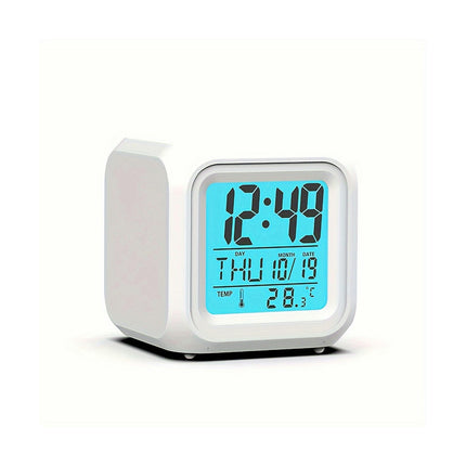 Colorful Clock LED Colorful Color Changing Electronic Alarm Clock Thermometer Creative Gift 1Pc