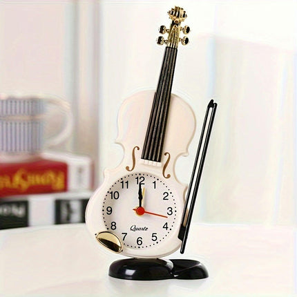 1pc Simulation Violin Alarm Clock For Living Room Bedroom, Room Home Kitchen, Office Décor