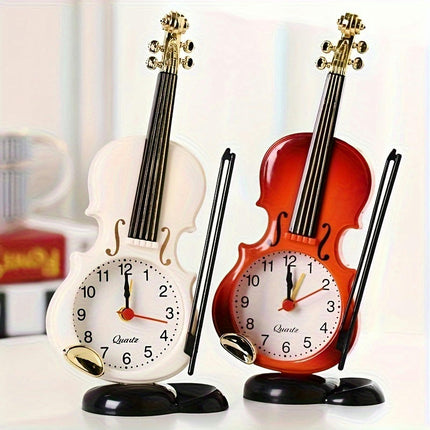 1pc Simulation Violin Alarm Clock For Living Room Bedroom, Room Home Kitchen, Office Décor