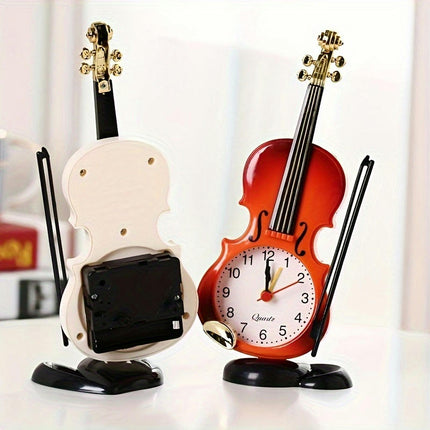 1pc Simulation Violin Alarm Clock For Living Room Bedroom, Room Home Kitchen, Office Décor