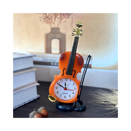 1pc Simulation Violin Alarm Clock For Living Room Bedroom, Room Home Kitchen, Office Décor