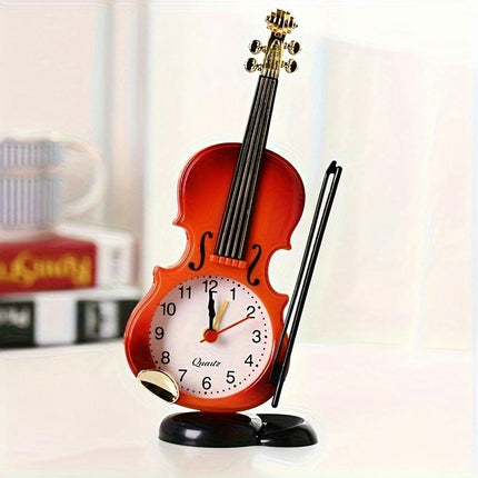 1pc Simulation Violin Alarm Clock For Living Room Bedroom, Room Home Kitchen, Office Décor