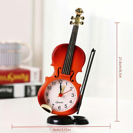 1pc Simulation Violin Alarm Clock For Living Room Bedroom, Room Home Kitchen, Office Décor