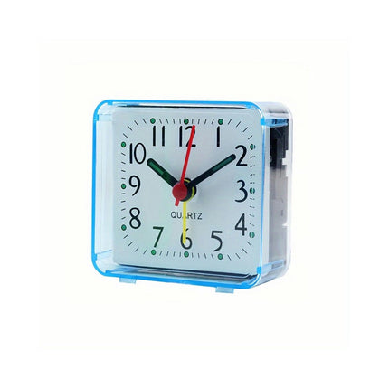 Compact Blue Square Alarm Clock - Battery-Powered, Portable Mini Desk Clock For Dorms & Travel