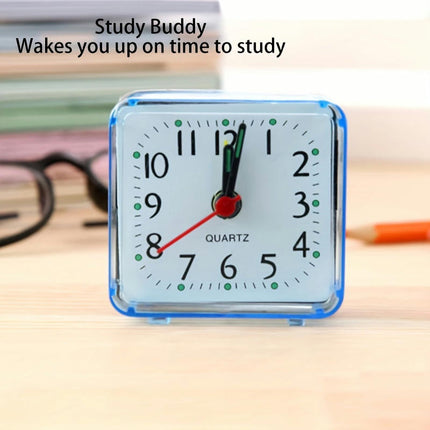 Compact Blue Square Alarm Clock - Battery-Powered, Portable Mini Desk Clock For Dorms & Travel