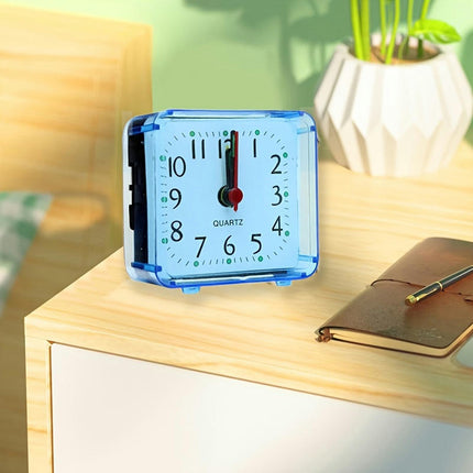 Compact Blue Square Alarm Clock - Battery-Powered, Portable Mini Desk Clock For Dorms & Travel