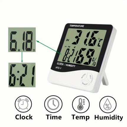 1PC/2PCS Indoor Multifunctional Electronic Thermometer, Electronic Alarm Clock Date Display