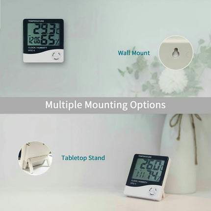 1PC/2PCS Indoor Multifunctional Electronic Thermometer, Electronic Alarm Clock Date Display