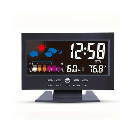 1pc, LCD Color Screen Digital Backlight Snooze Alarm Clock, Calender, Thermometer