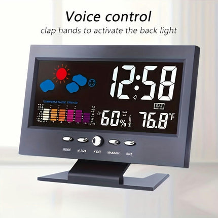 1pc, LCD Color Screen Digital Backlight Snooze Alarm Clock, Calender, Thermometer