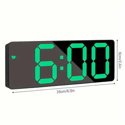 Digital Alarm Clock LED Travel Quiet Alarm Clocks With Snooze Button Brightness Adjustable, Green