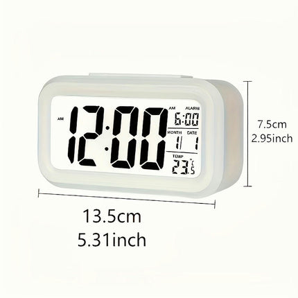 LCD Digital Alarm Clock With Date Display & Smart Nightlight Suitable For Home Bedroom Decor-Pack Of 1