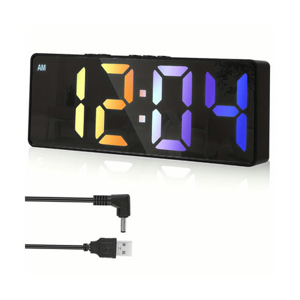 1pc Digital Alarm Clock Colorful LED Alarm Clock USB/Battery Operated Desk Clock For Home Office