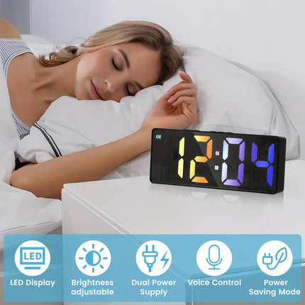 1pc Digital Alarm Clock Colorful LED Alarm Clock USB/Battery Operated Desk Clock For Home Office