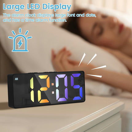 1pc Digital Alarm Clock Colorful LED Alarm Clock USB/Battery Operated Desk Clock For Home Office