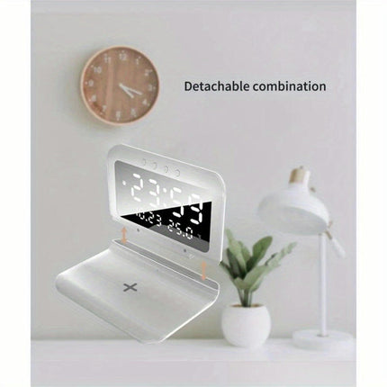 Versatile LED Alarm Clock With Wireless Charger-USB Powered For Desk Decor