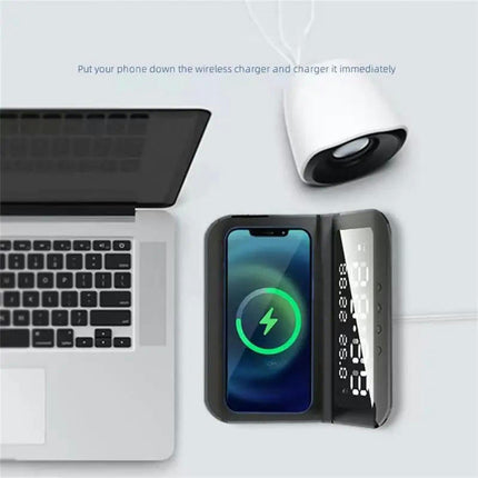 Versatile LED Alarm Clock With Wireless Charger-USB Powered For Desk Decor