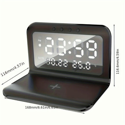 Versatile LED Alarm Clock With Wireless Charger-USB Powered For Desk Decor