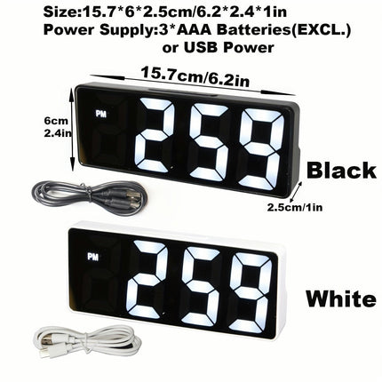 Modern LED Digital Alarm Clock With Mirror Finish USB Powered Desk Clock For Bedroom Decor