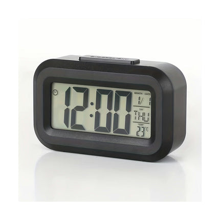 1pc Black Office Attendance Alarm Clock Multifunctional Clock With Luminous Temperature Calendar Timer