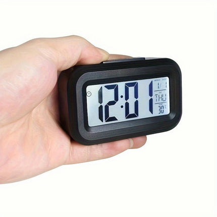 1pc Black Office Attendance Alarm Clock Multifunctional Clock With Luminous Temperature Calendar Timer