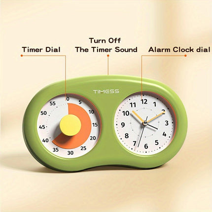 Visual Cashew Shaped Timer Alarm Clock House Home Decor, Suitable For Student Bedroom Study Rooms