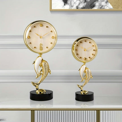 Dolphin Design Silent Desk & Shelf Clock With Irregular Shape Decorative Office And Home Table Clock