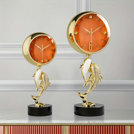 Dolphin Design Silent Desk & Shelf Clock With Irregular Shape Decorative Office And Home Table Clock