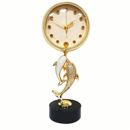 Dolphin Design Silent Desk & Shelf Clock With Irregular Shape Decorative Office And Home Table Clock