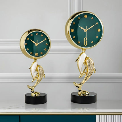 Dolphin Design Silent Desk & Shelf Clock With Irregular Shape Decorative Office And Home Table Clock