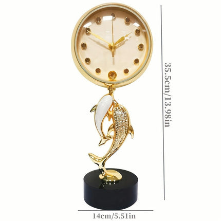 Dolphin Design Silent Desk & Shelf Clock With Irregular Shape Decorative Office And Home Table Clock