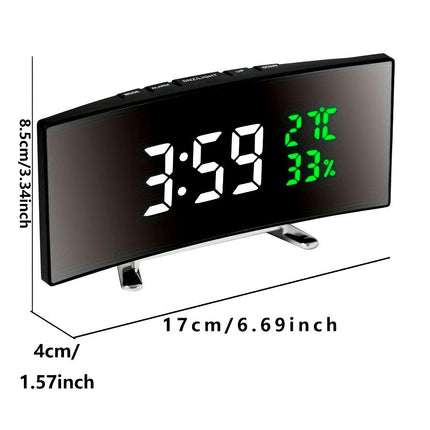 LED Alarm Clock With Large Display-Time, Temperature & Humidity On One Screen USB Or Battery Powered