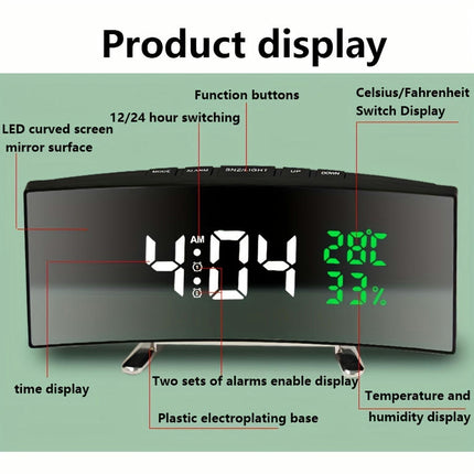 LED Alarm Clock With Large Display-Time, Temperature & Humidity On One Screen USB Or Battery Powered