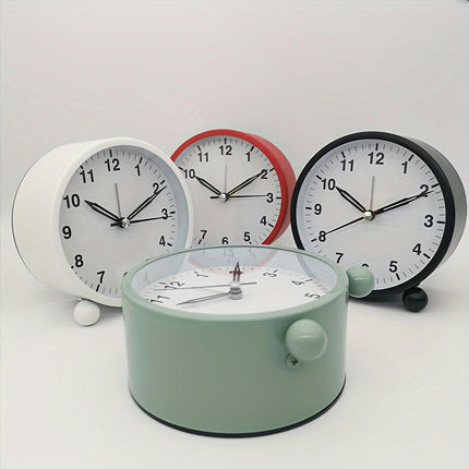 1pc Silent Round Plastic Desk & Shelf Alarm Clock For Home Decor, Bedroom, And Study