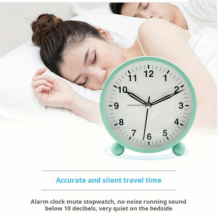 1pc Silent Round Plastic Desk & Shelf Alarm Clock For Home Decor, Bedroom, And Study