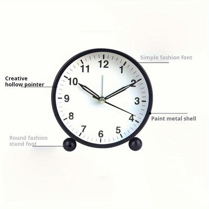 1pc Silent Round Plastic Desk & Shelf Alarm Clock For Home Decor, Bedroom, And Study