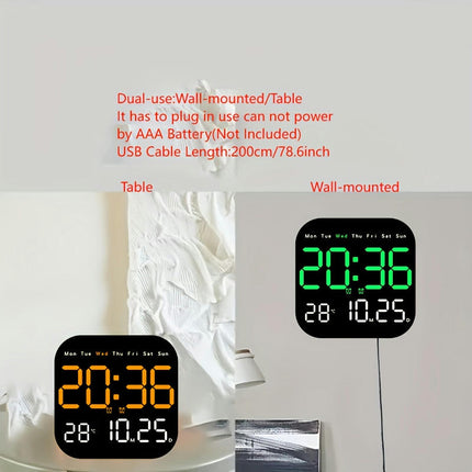 Digital Desk & Shelf Clock with Remote Control,Dual Alarm USB Powered with AAA Battery Backup