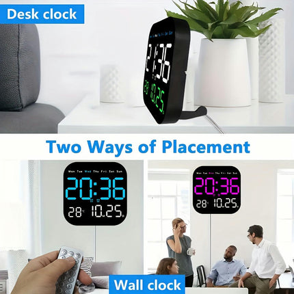 Digital Desk & Shelf Clock with Remote Control,Dual Alarm USB Powered with AAA Battery Backup