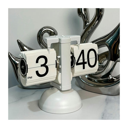 Stainless Steel Flip Page Clock Desk & Shelf, Mechanical-Hand-Wind, Large Display Unique Gift